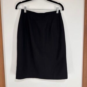 Vintage Harve Benard Wool Pencil Skirt 6 Black Lined Academia Office Siren